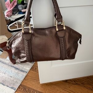 Tahari Dark Brown Textured Satchel
